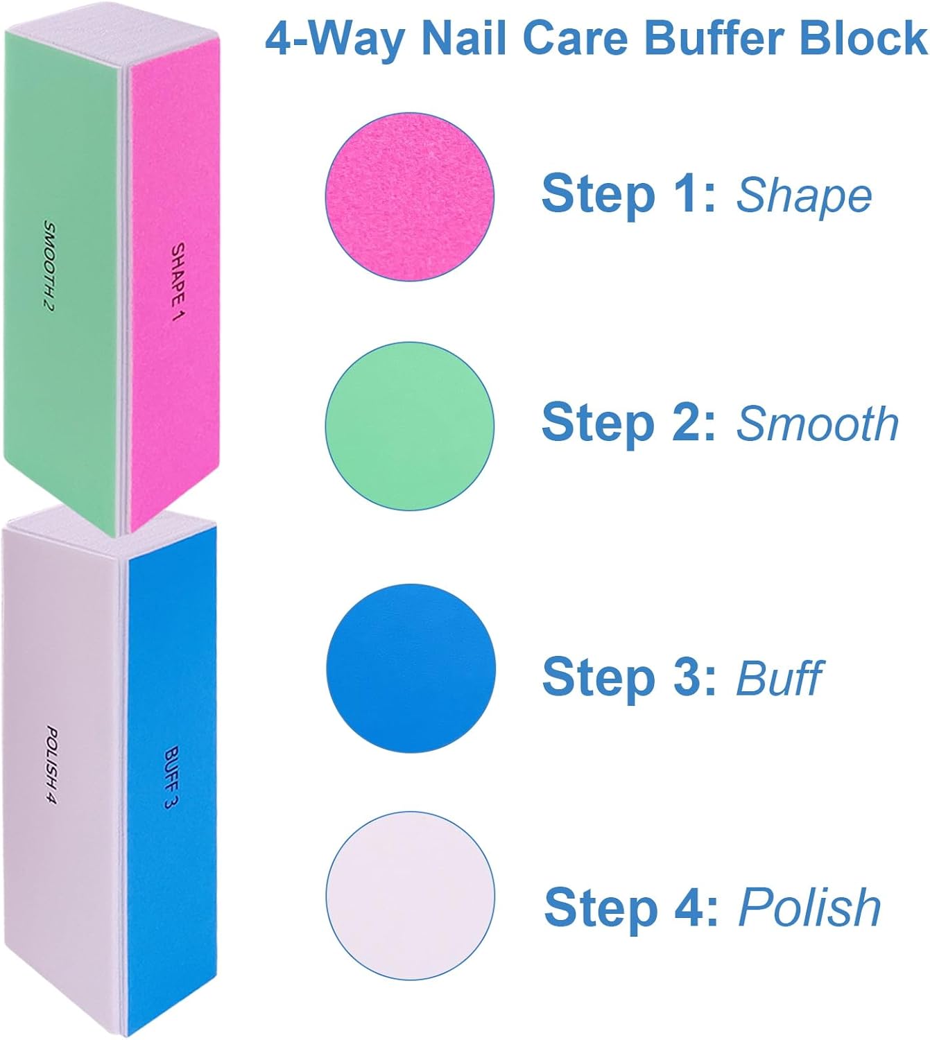 Nail File and Buffer Set - 4 Way Professional Nail Buffers for Natural Nails | Grit 100/120/240/600/3000