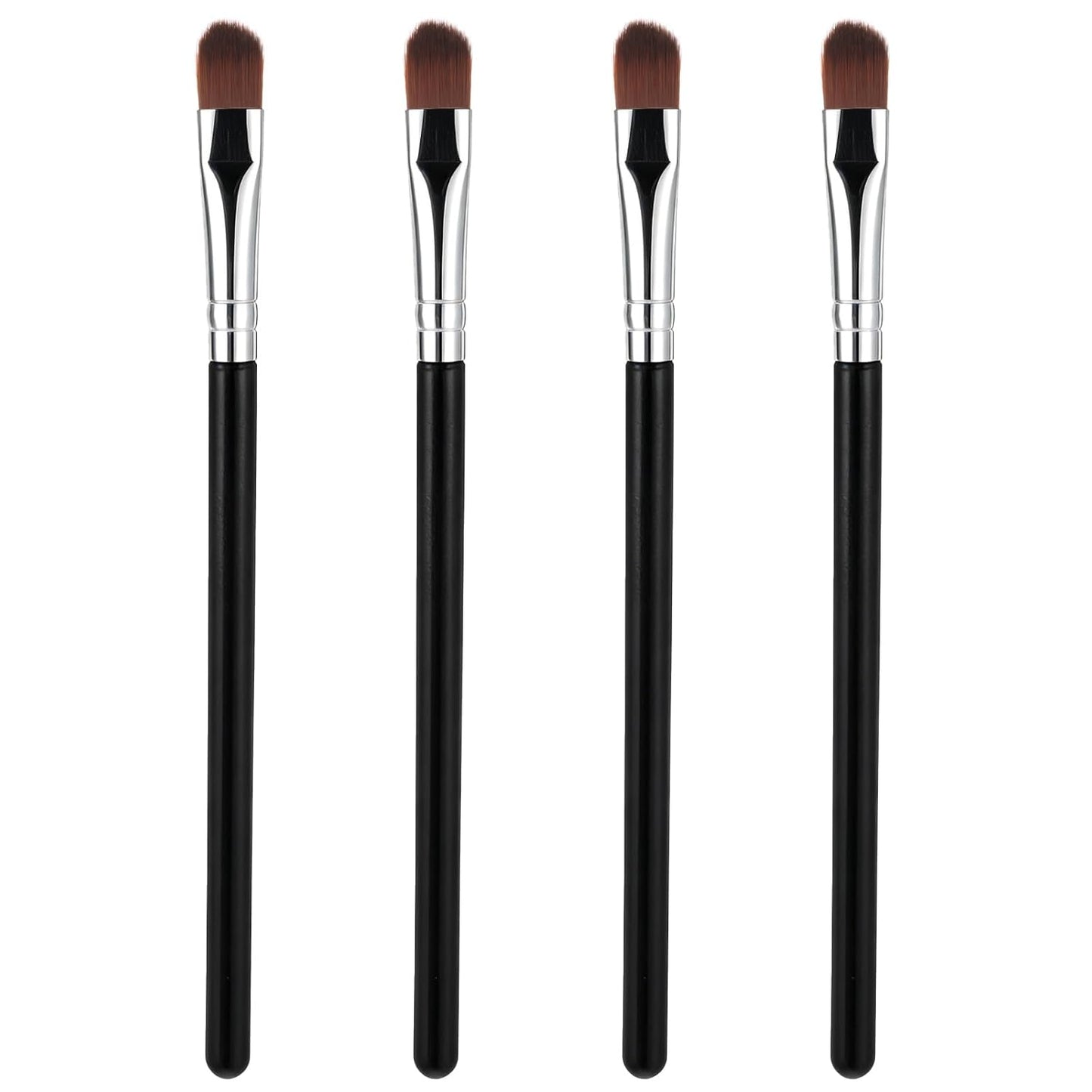 Flat Makeup Brush Set - 4 PCS Under Eye & Eyebrow Applicators for Blending Powder, Cream, & Highlight