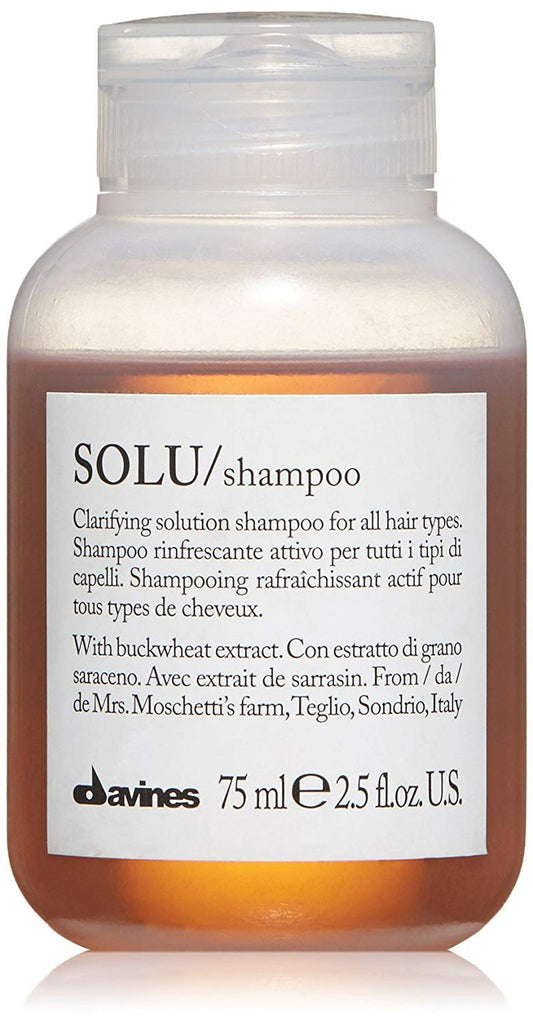 Davines SOLU Shampoo, Deep Cleansing from Accumulation or Residues of Styling Products for Normal to Heavily-Styled Hair - Gives a Refreshed Scalp, Travel Size, 2.54 Fl Oz