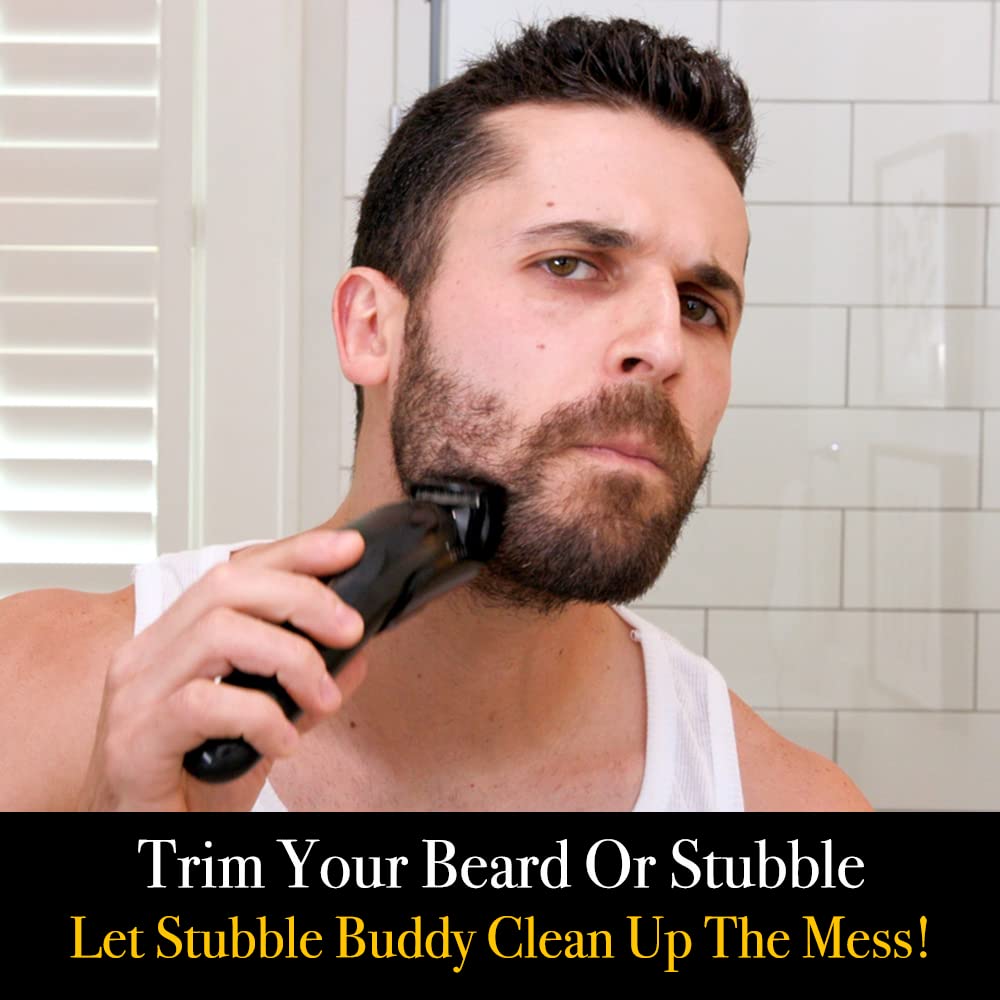 Pete & Pedro The Stubble Buddy - Portable Beard & Facial Hair Cleanup Trimming & Manscaping Handheld Mini Vacuum | Cordless USB Rechargeable Hair Clippings Cleaner | As Seen on Shark Tank