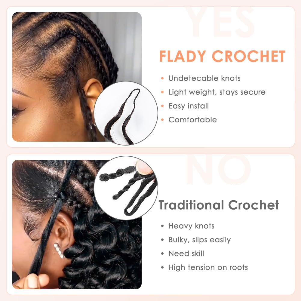 Deep Wave Human Crochet Hair - Pre-Separated & Pre-Looped | 18 Inch, 60 Gram, Natural Black for Black Women