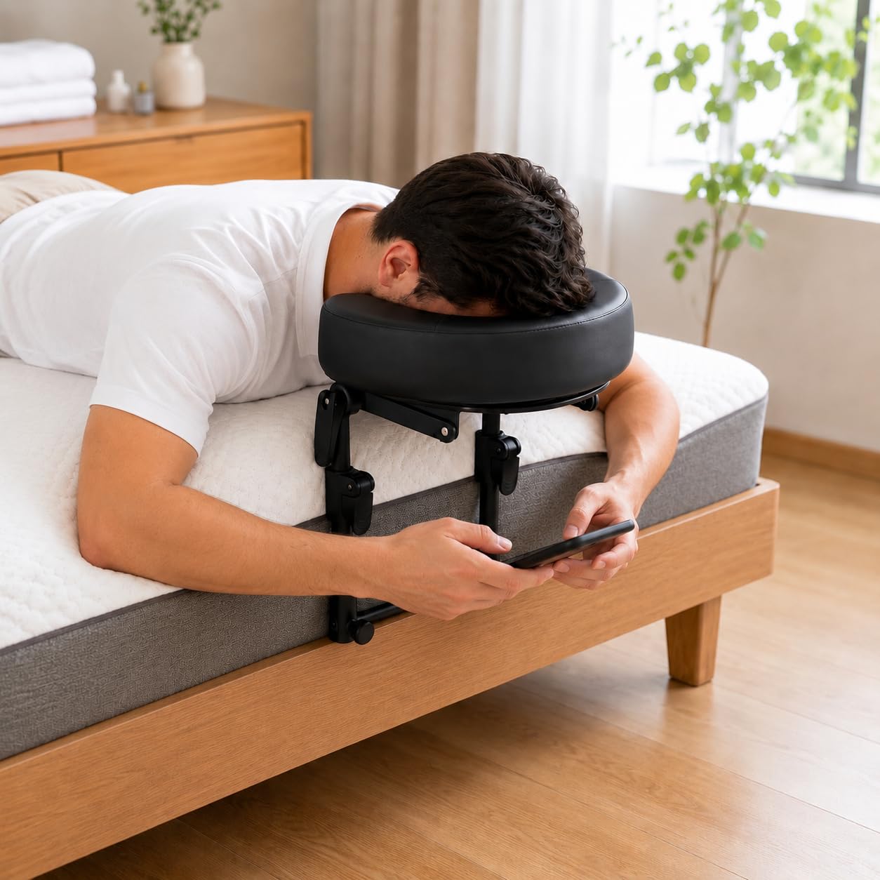 KONOVOLY Massage Headrest for Bed, Massage Home Mattress Top Massage Bed Head Extension Kit, Adjustable Headrest Face Cushion Massage Table at Home, Face Down Pillow After Eye Surgery (Black)