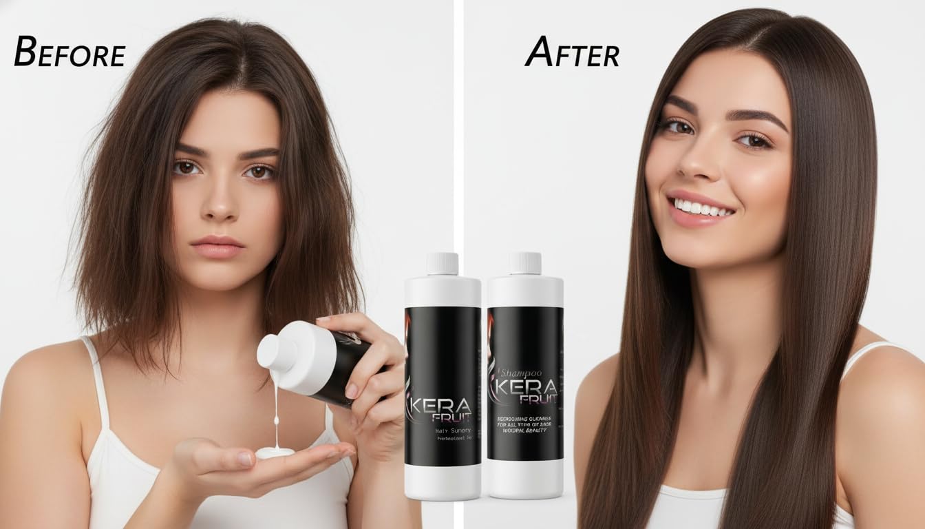 KERA FRUIT Hair Conditioner, 16 OZ - Cirugia Capilar Smoothing Treatment for Frizzy Hair, Controls Volume and Frizz, Deep Hydration, Includes Shampoo, Rapid Delivery