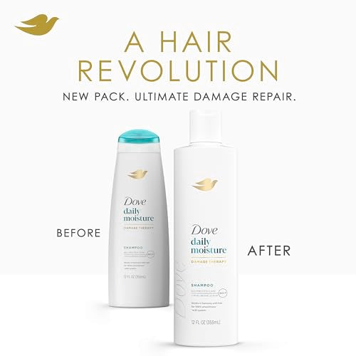 Dove Daily Moisture Shampoo for Dry Hair 12oz Pack of 4 with Hyaluronic Serum
