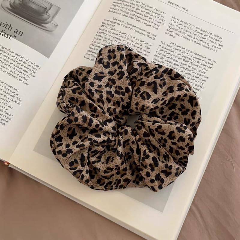 Leopard Print Scrunchies for Women - 2 Pcs Hair Ties