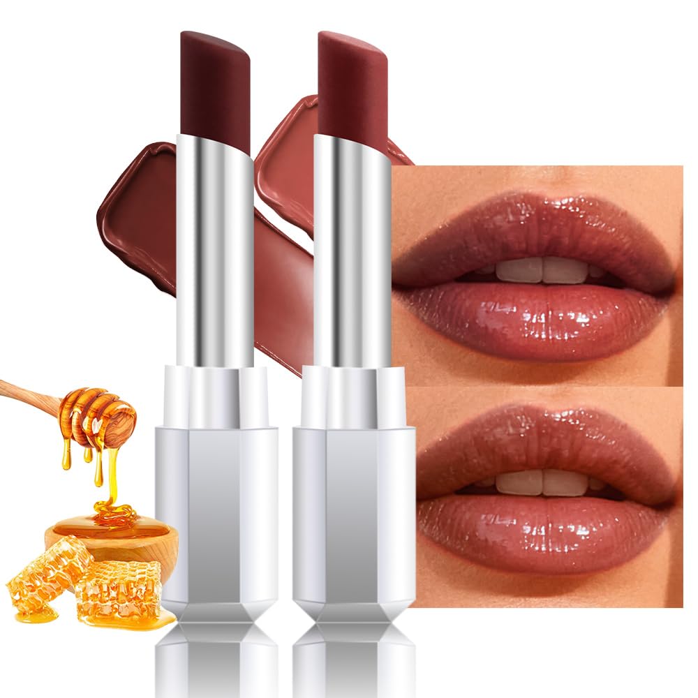 Moisturizing Butter Lipstick for Women - Nourishing Vegan Lip Balm | 2-Pack Rose & Brown Black