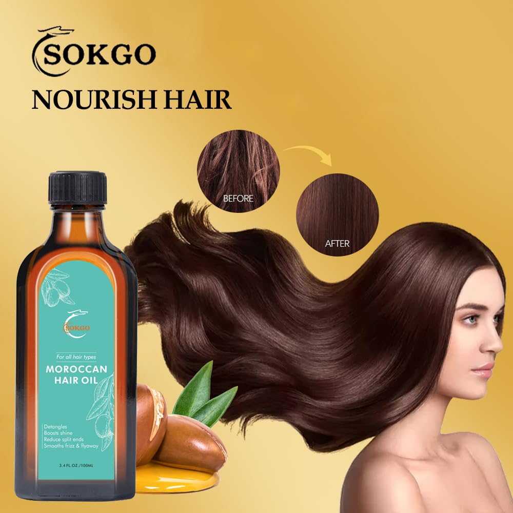 Fovcos Moroccan Argan Treatment Hair Oil for Luxurious Hair Care and Repair, Extra Strength Argan Treatment Hair Oil Treatment for Split Ends, Frizzy Hair and Flyaways (1, 100, Milliliters)