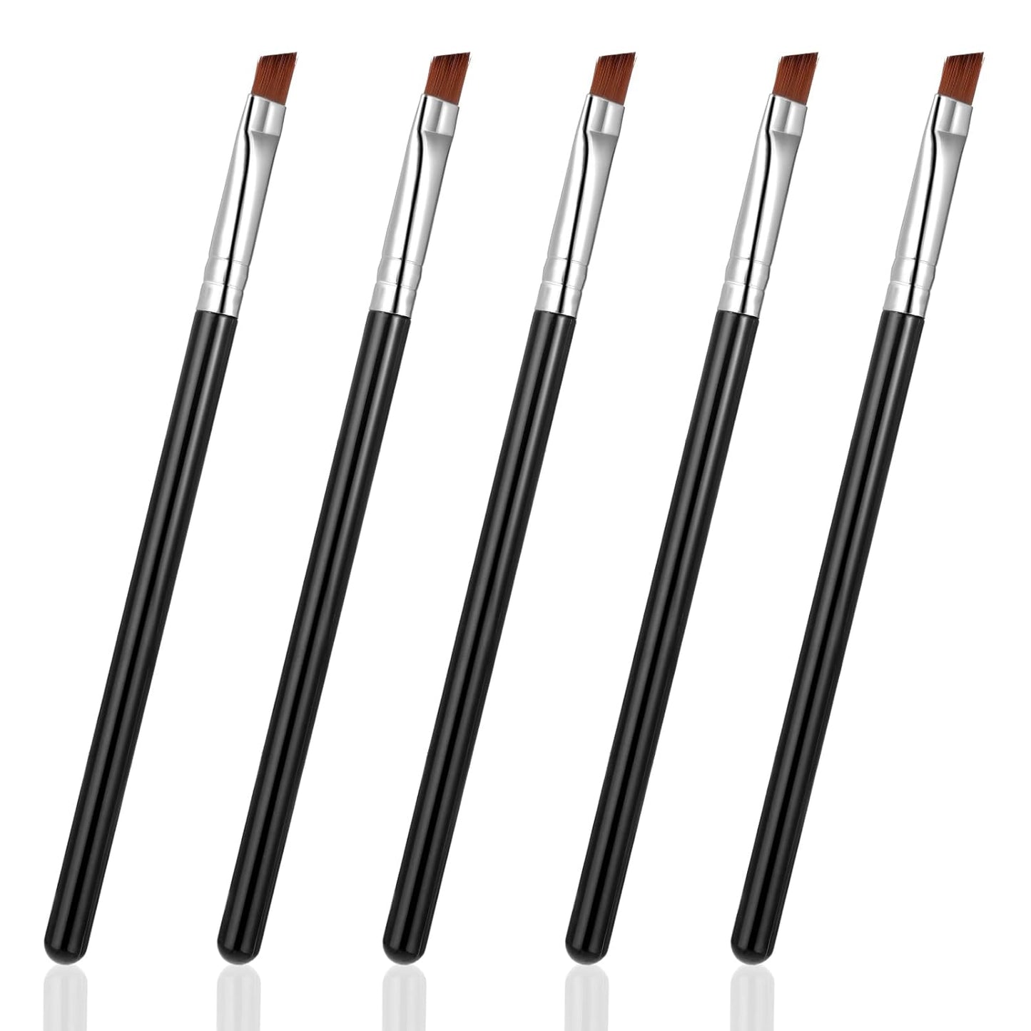 Angled Eyeliner Brush Set - 5Pcs Fine Slanted Brushes for Eye Makeup | Soft Synthetic Bristles