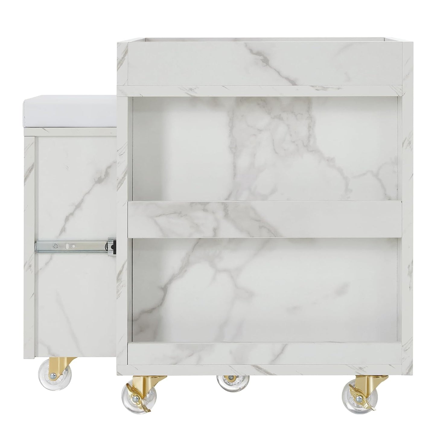 Foot Nail Cart - Mobile Pedicure Trolley with Lockable Wheels & Storage | Beauty Salon Organizer (15.7" L)
