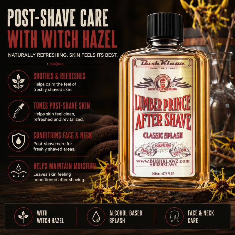 BushKlawz Lumber Aftershave Splash with Witch Hazel - 200ml