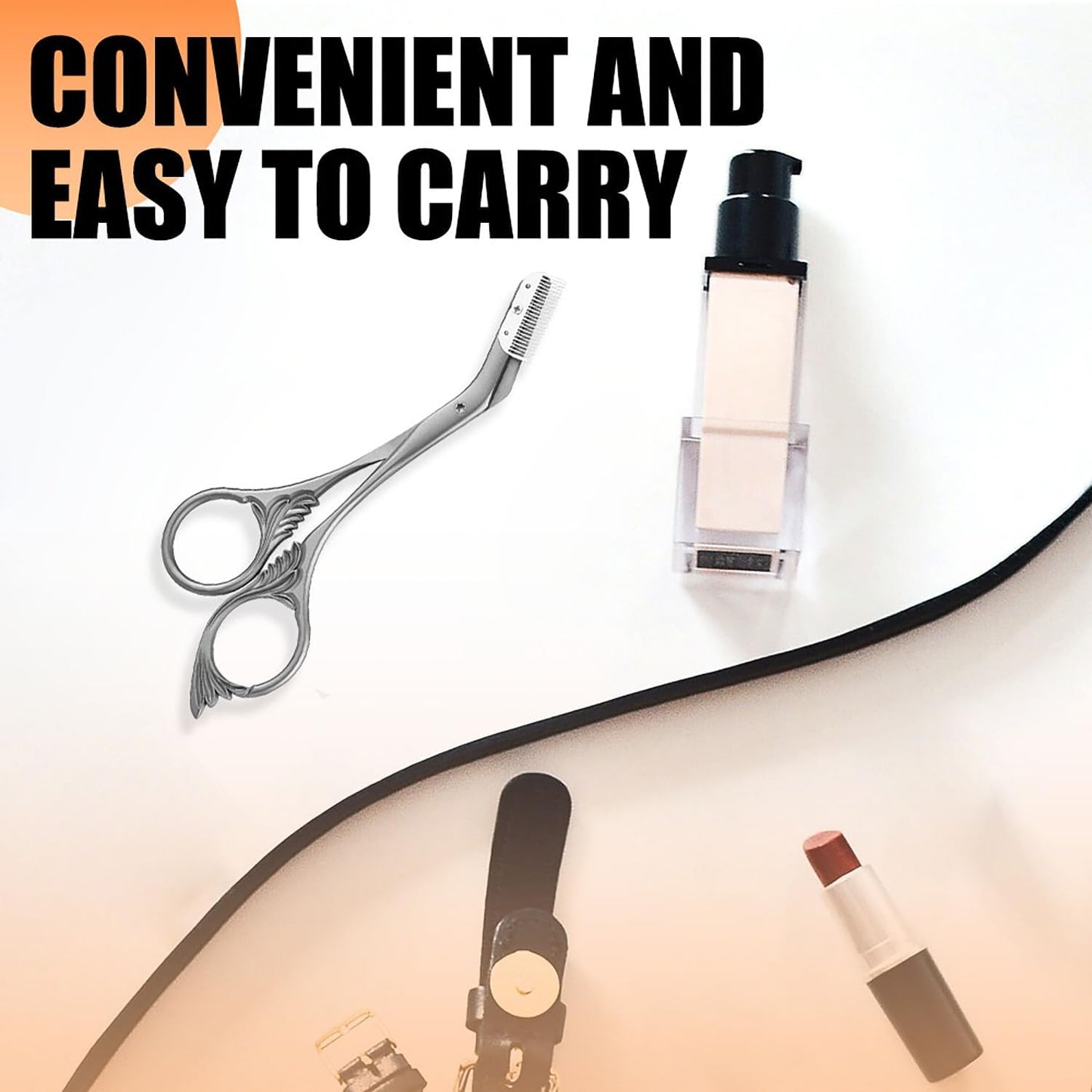 Eyebrow Trimmer Scissors with Comb - Professional Stainless Steel Eyebrow Grooming Tool | Dark Grey
