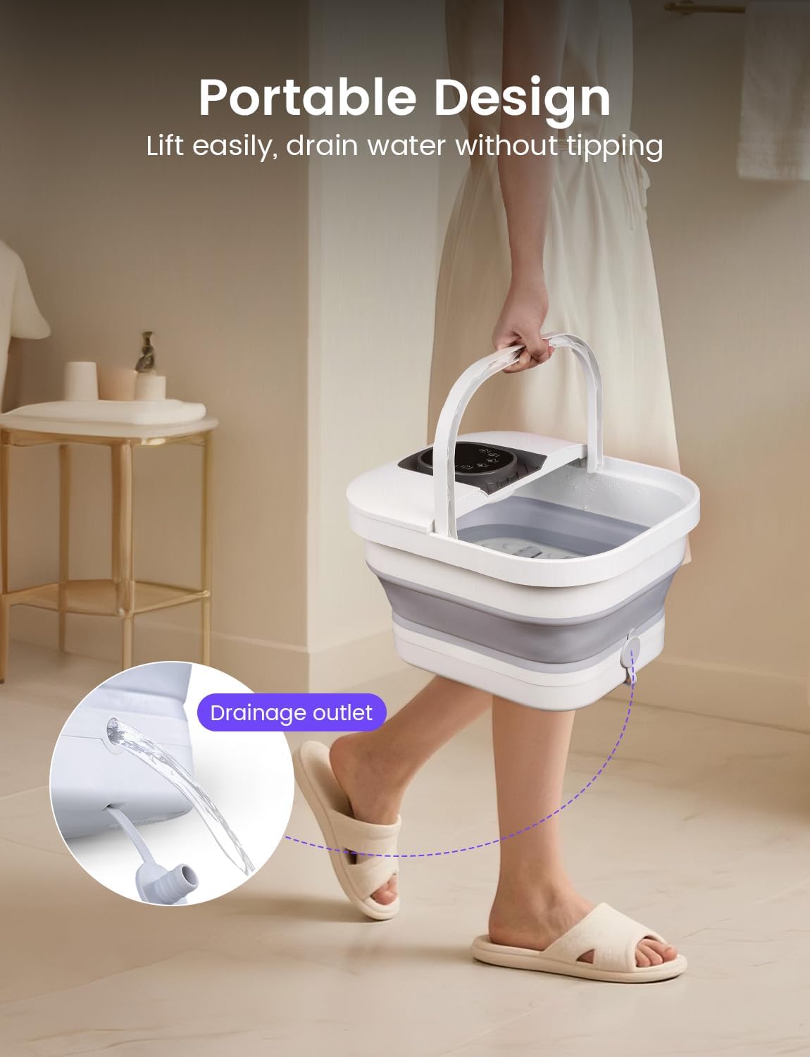 Collapsible Foot Spa - Fast Heating & Massage - 14 Temp Control, Smart Touch Screen | Space-Saving Design, Perfect Gift for Dad