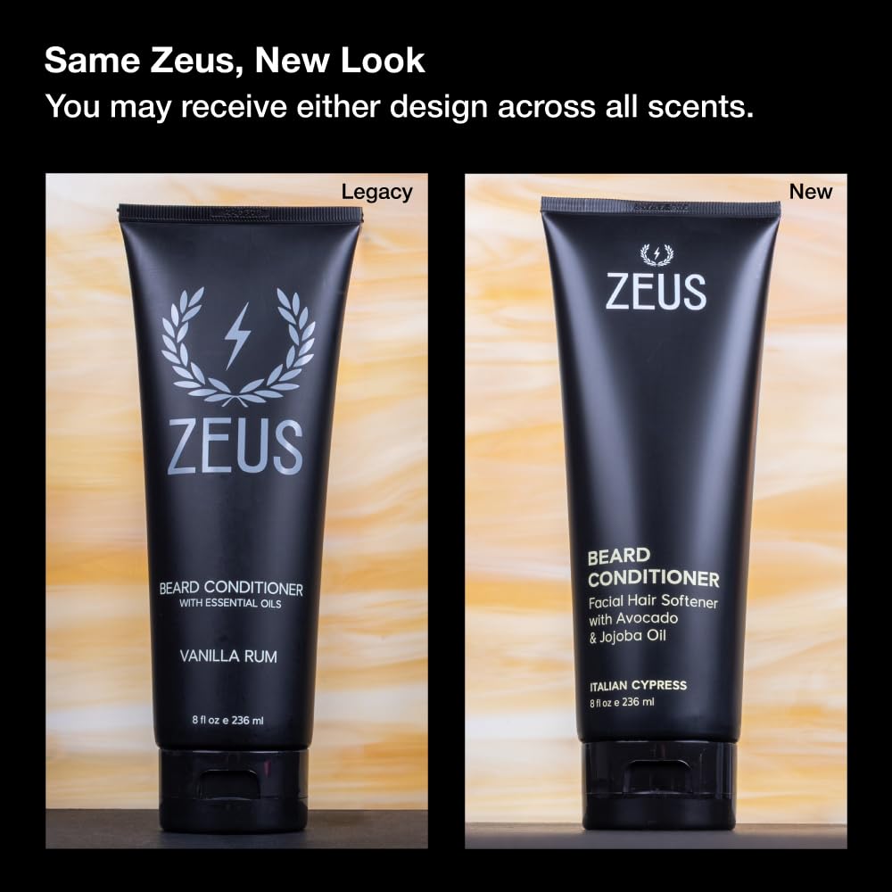 ZEUS Beard Conditioner Wash, Cleansing & Moisturizing Beard Wash with Green Tea & Natural Ingredients to Soften Beard – 8 oz. (Made in USA) Sandalwood