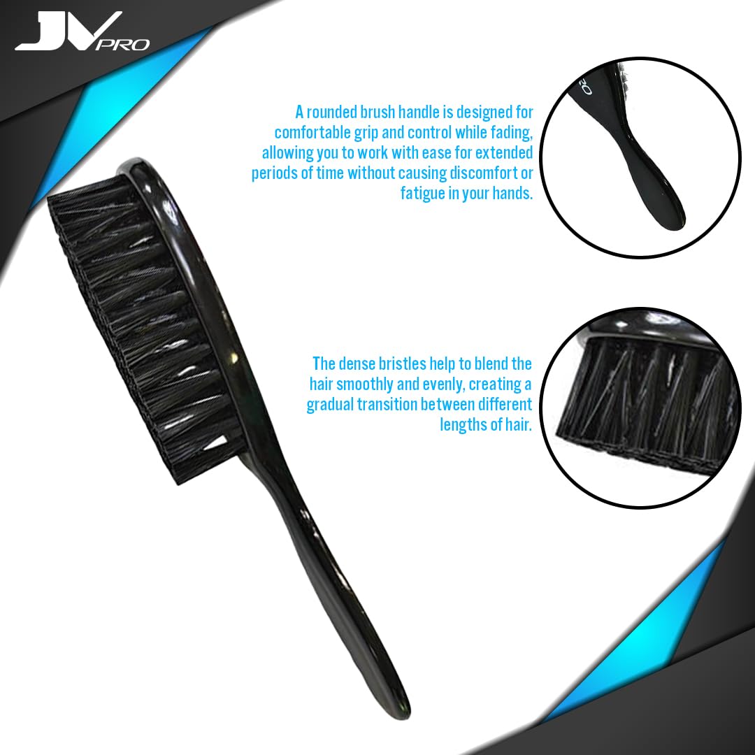 JV PRO Fade Brush with Dense Soft Bristle Brush and Ergonomic Design – Ideal Hair Brush for Barbers and Stylists for Achieving Seamless Fades and Blurred Haircuts