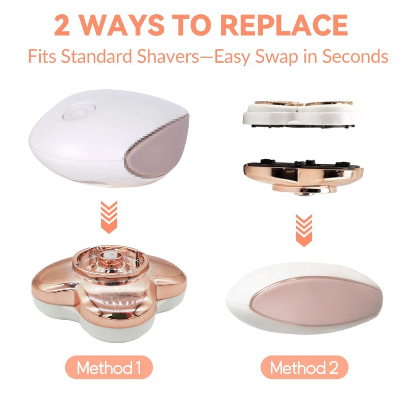 Women Legs Replacement Heads with 2 Cleaning Brush Protective Case, 4 Floating head Leg Shaver for Electric Legs Shaver Electric Hair Remover Body, 2 Pack