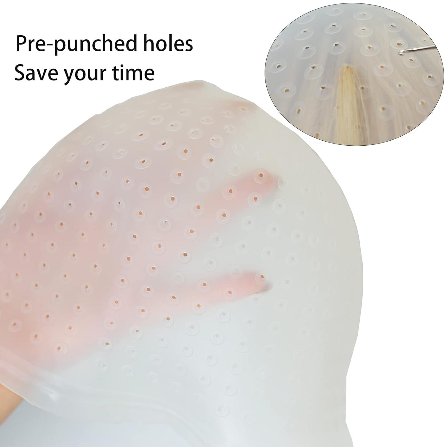 Silicone Highlight Cap Hair Color Set - Professional Reusable Dyeing Tools for Salon Use | Pre-Punched with Holes