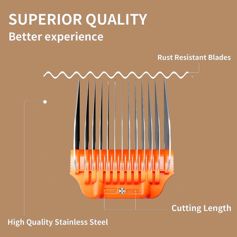 MEMIRY Wide Clipper Guard Attachment for A5 Type Wide Blade, Compatible with Andis, Wahl, Oster, Pet Grooming Attachment, Stainless Steel Professional Comb (32mm or 1 1/4")