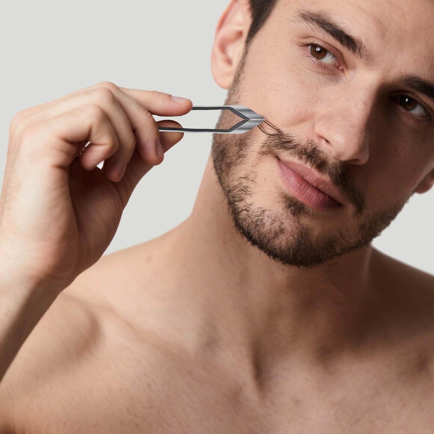 18mm Wide Tweezers for Men - Slant Tip Facial Hair Removal for Precision Beard & Chin Hair - Professional Grade with Case
