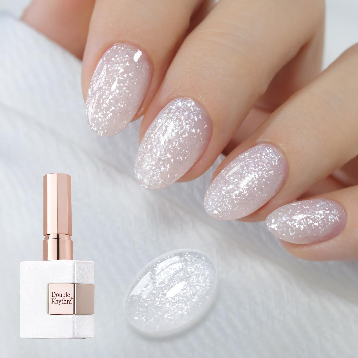 Double Rhythm 15ML Glitter Gel Polish Shimmer Reflective Holographic Color Magnetic for Nail Art Salon DIY at Home (Snow Glitter-B1211)