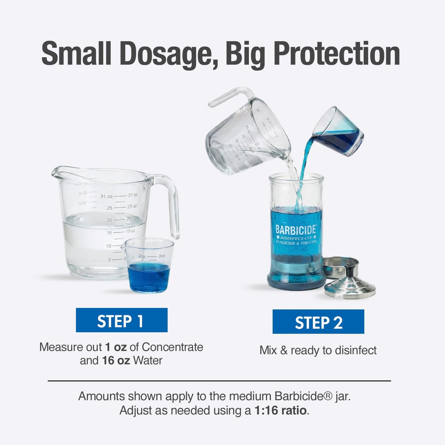 BARBICIDE Disinfectant Jar – Durable Glass Immersion Container with Stainless Steel Lid and Tray – Professional Tool Sanitizer for Combs, Brushes, Nail Tools & Implements - (MidSize - 21 Fl Oz)