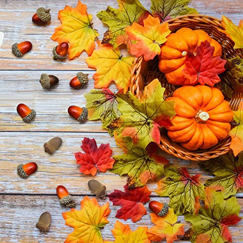 120 PCS Artificial Acorns for Fall Decor - Mini Craft Acorns