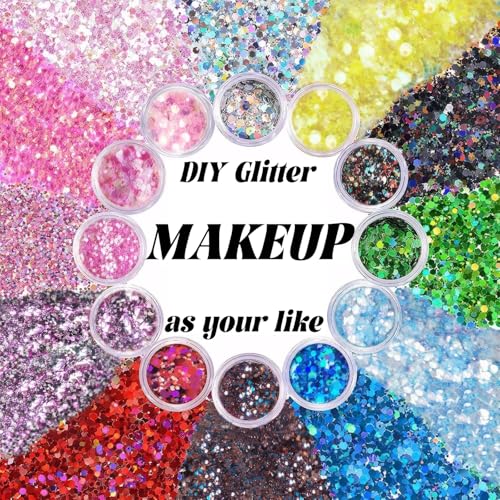 ELEVAVE 12 Pcs Body Glitter Gel Set - Chunky Face & Hair Makeup