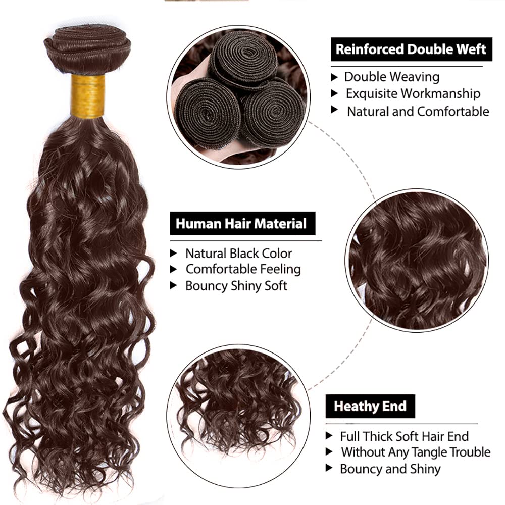 28 30 32 inch #4 Bundles Human Hair Brown Water Wave Bundles Chocolate Brown Human Hair Bundle #4 Water Wave Bundle
