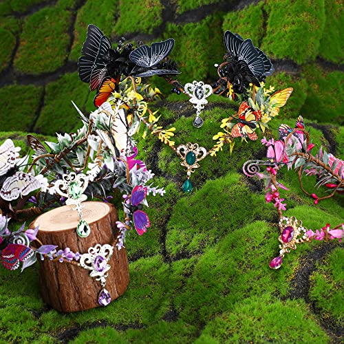 MOSTORY Elf Fairy Crown with Butterflies, Rhinestone Woodland Headpiece