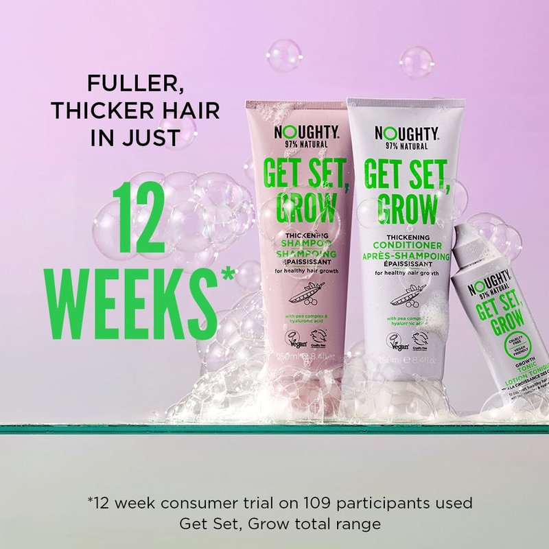 Noughty 97% Natural Get Set Grow Tonic, Leave in Treatment for Thicker and Fuller Looking Hair, with Pea Complex and Hyaluronic Acid 2.5fl.oz