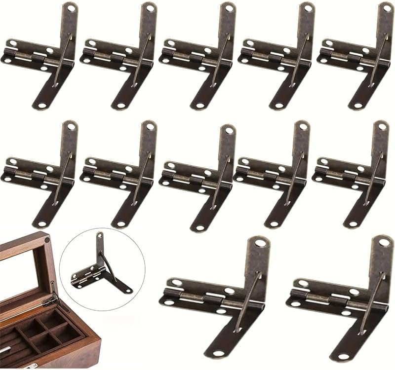 Wooden Box Supports - 12pcs 90° Hinge for Small Jewelry Box | 30x33mm