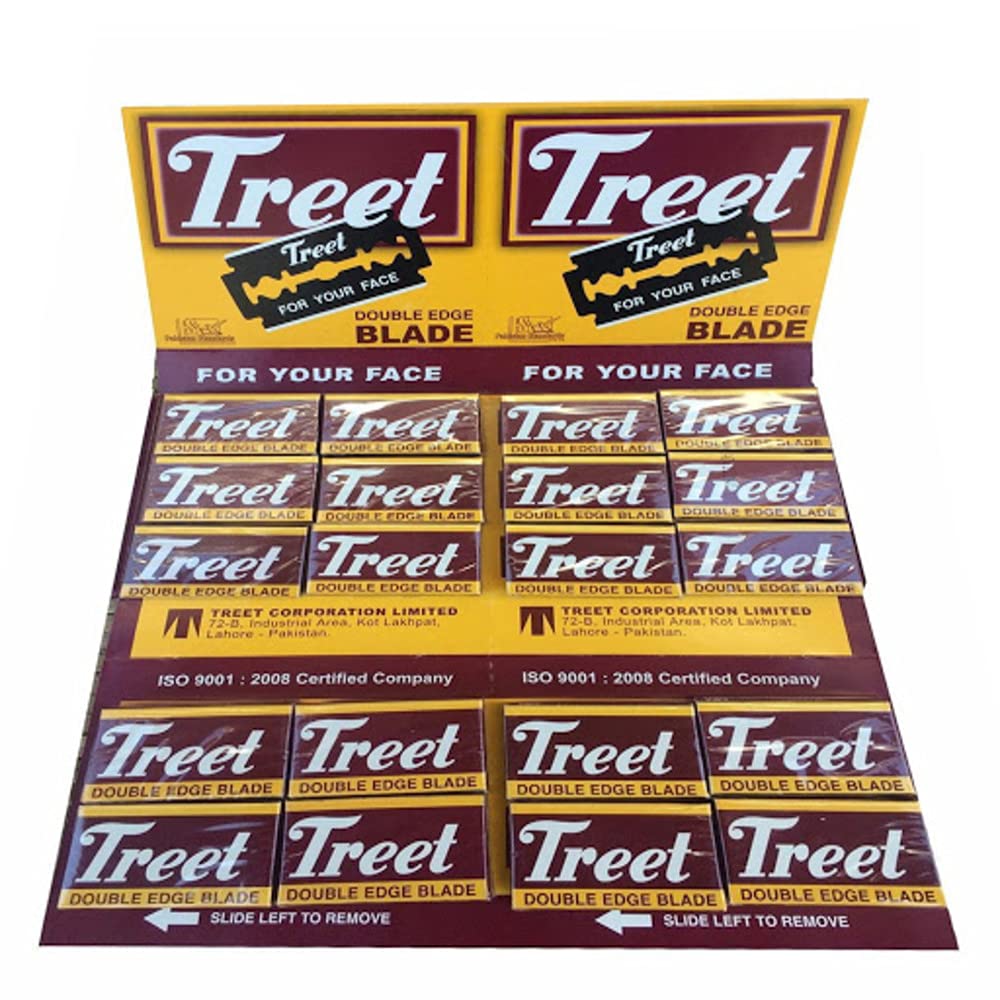Treet Carbon Steel Double Edge Shaving Razor Blades, 200 Blades Pack (20x10) for safety Razors Butterfly Razors Black Beauty
