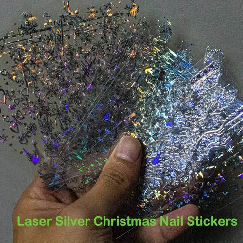 Christmas Snowflake Nail Stickers - 36 Sheets 3D Silver Gold Winter Decor
