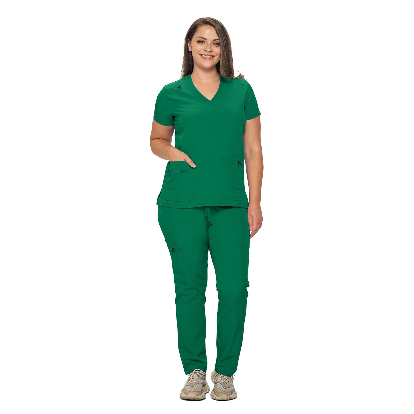 Monarch Uniforms Scrub Sets in Regular and Petite Stretchy Scrubs for Women Set of Scrub Top and Scrub pants-P-(TRUE HUNTER GREEN)-M