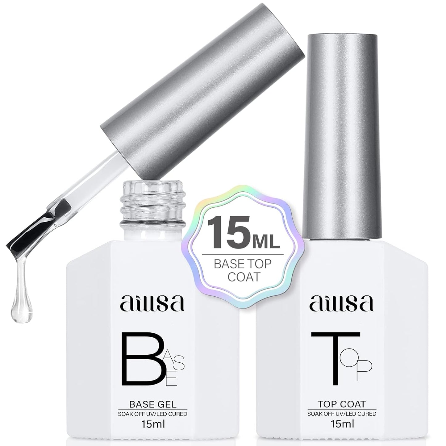 AILLSA Gel Nail Polish - Base & Top Coat for DIY Nail Art | Long-Lasting, High Gloss Shine, 0.51 Fl Oz