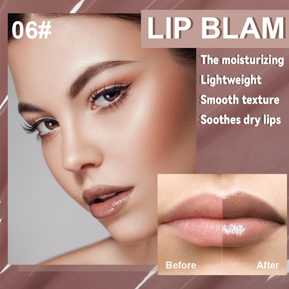 Summer Lip Butter Balm - Ultra-Hydrating Vegan Lip Gloss for Sheer-Tinted Shine | 2-Pack (01+06)