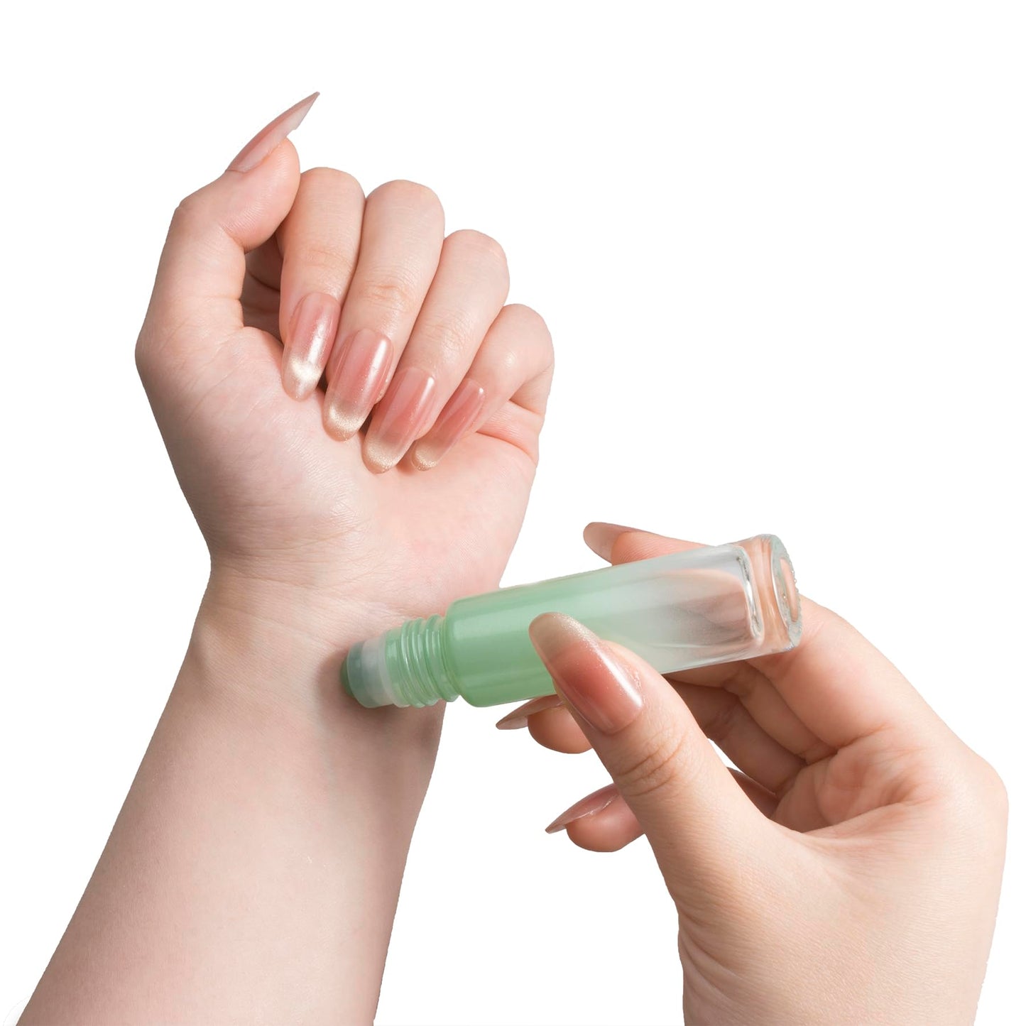 CUQIG 6 Pack 10ml Green Quartz Roller Bottles for Essential Oils