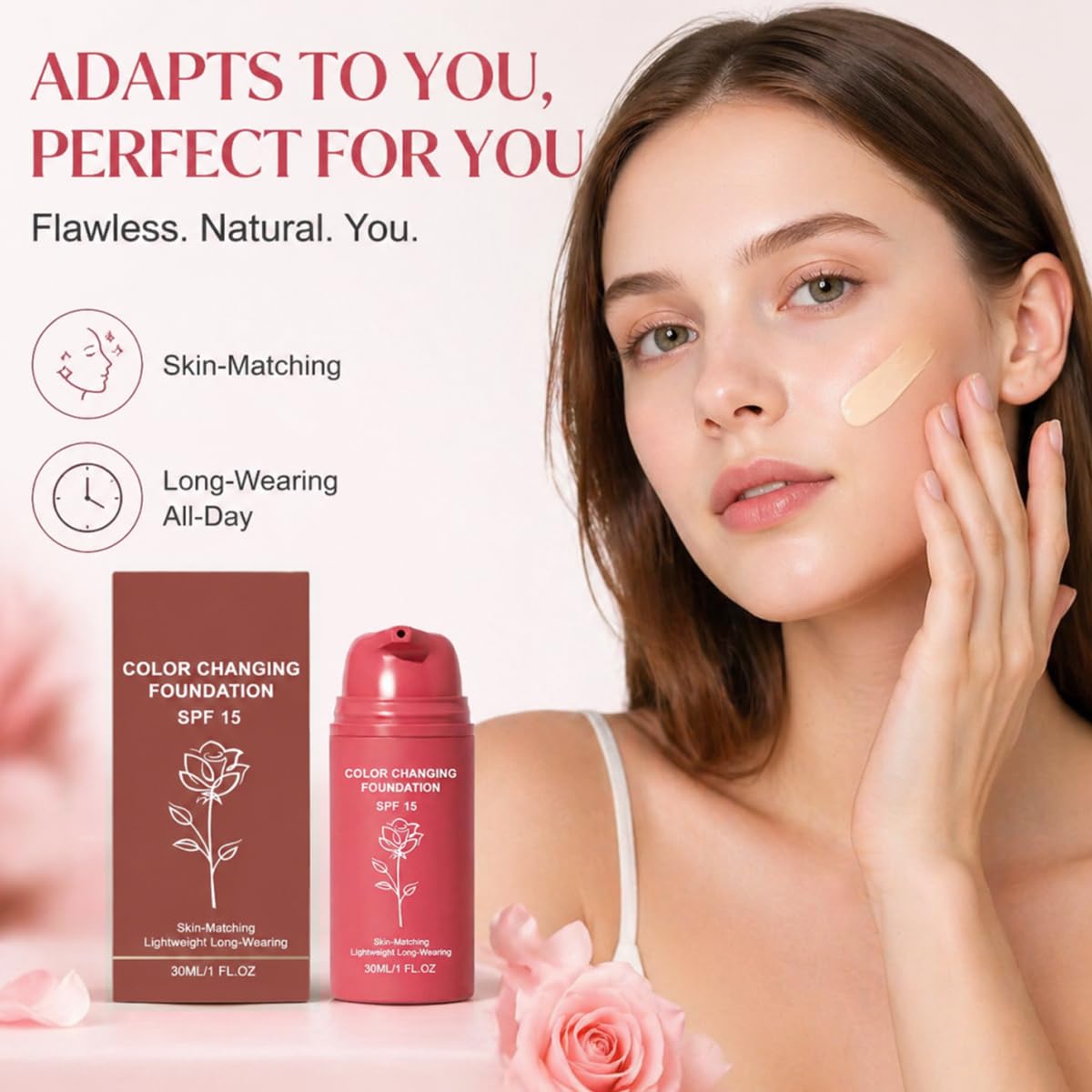 Color Changing Foundation for Mature Skin - Adjusts to Skin Tone, Hydrating & Lightweight Coverage | 30ML