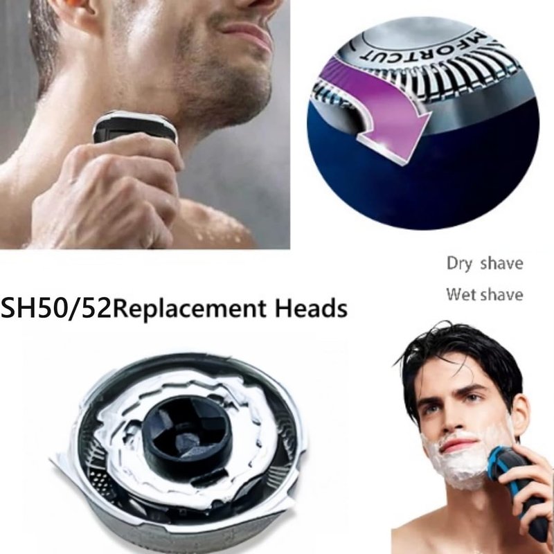 SH50/52 Replacement Heads Compatible with Philips Norelco 5000 Replacement Heads, Sh50 Razor Blades Compatible with Norelco 5000 Replacement Blades, ATXX(S5xxx), PTXX (PT8xx, PT7xx) (SH50-6Pack)