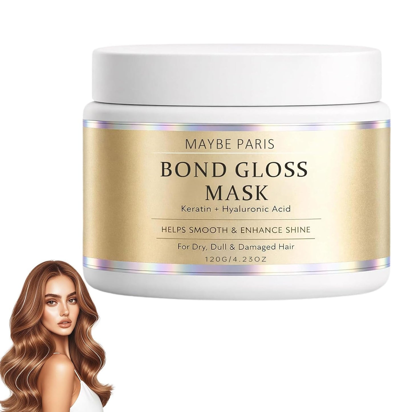 Maybe Paris Bond Gloss Hair Mask - Deep Repair with Hydrolyzed Keratin & Hyaluronic Acid | 1PC for Dry, Damaged Hair