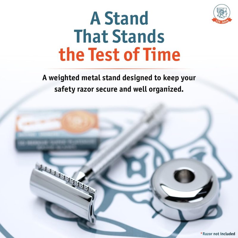 MERKUR Shaving Stand Gloss Chrome 4006 | Non-Slip with Straight Cut | Ideal for Wet Shaving | Brass | Made in Germany