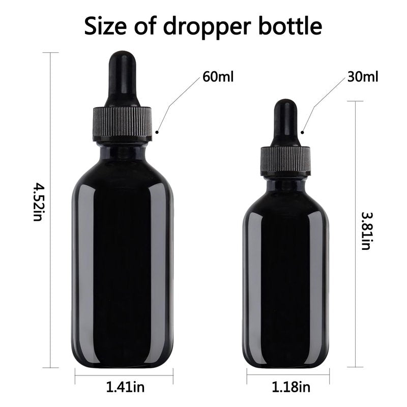 Easeen 48 Pack 2oz Glass Dropper Bottles, Black Eye Dropper Bottles with Glass Droppers for Essential Oils, Perfumes(60ml, Black)