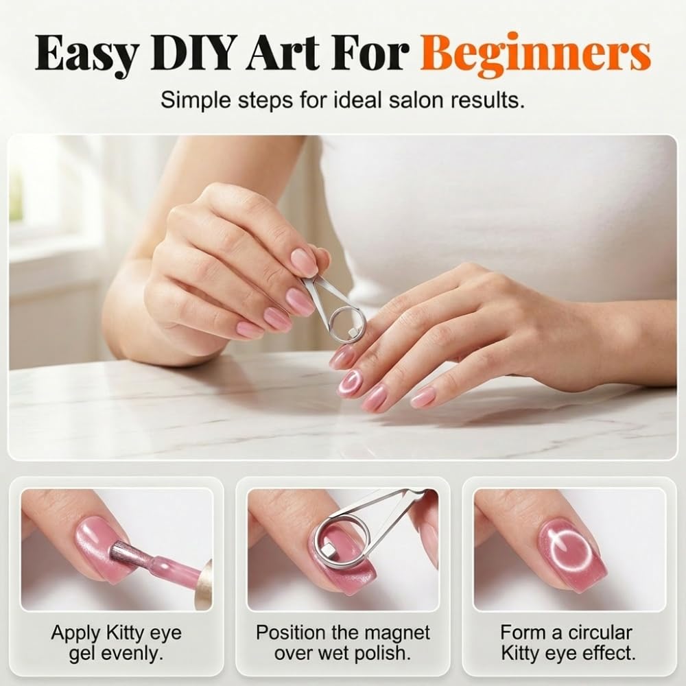 Cat Eye Nail Magnet Tool - Ring Shaped Hollow Design for DIY Nail Art | Portable & Easy to Use
