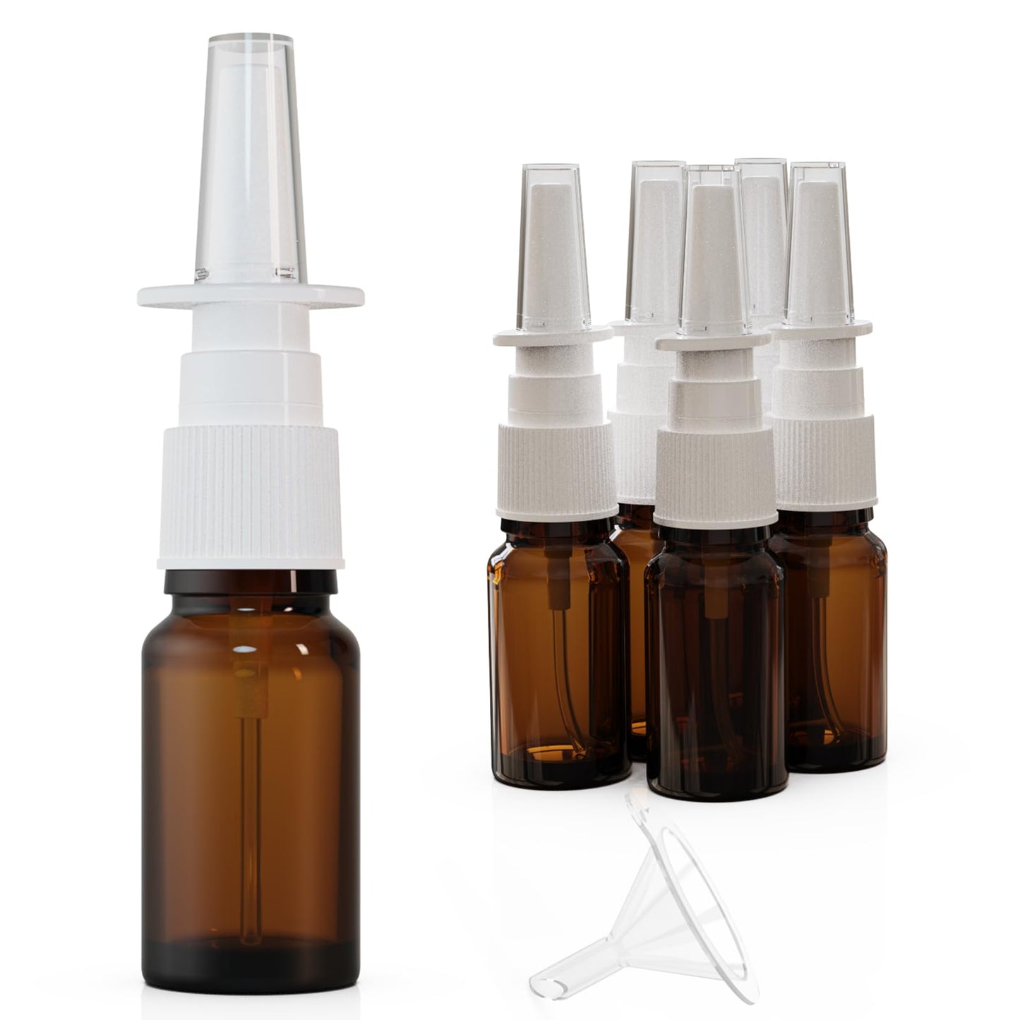 Jagolain 6 Pack 10ml Glass Nasal Spray Bottles Mist Sprayer, Travel Sized Empty Refillable Sprayers Nasal Cleanser, With Funnels (10ml (6pcs))