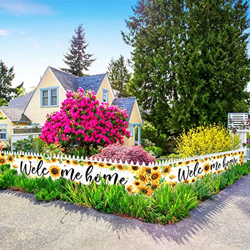Sunflower Welcome Home Banner - Extra Large 98 x 18 Inches Decoration