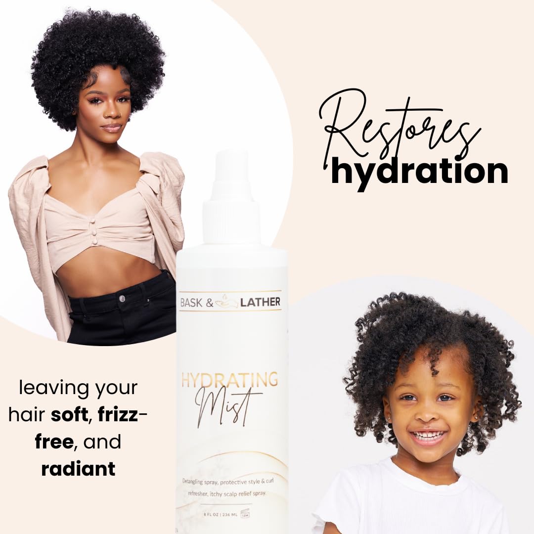 Hydrating Hair Mist - Leave-In Conditioner for Itchy Scalp Relief | Aloe Vera & Avocado Oil, 8 oz