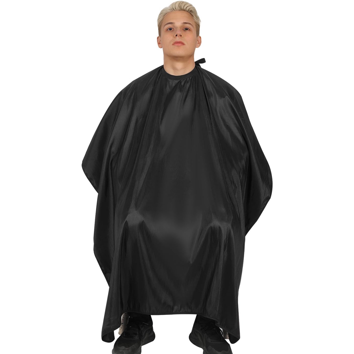 Hair Cutting Cape Set, Barber Cape with Neck Brush and Disposable Neck Paper - Waterproof Anti-Static Large Salon Hair Cape, 57" x 51"(Black)
