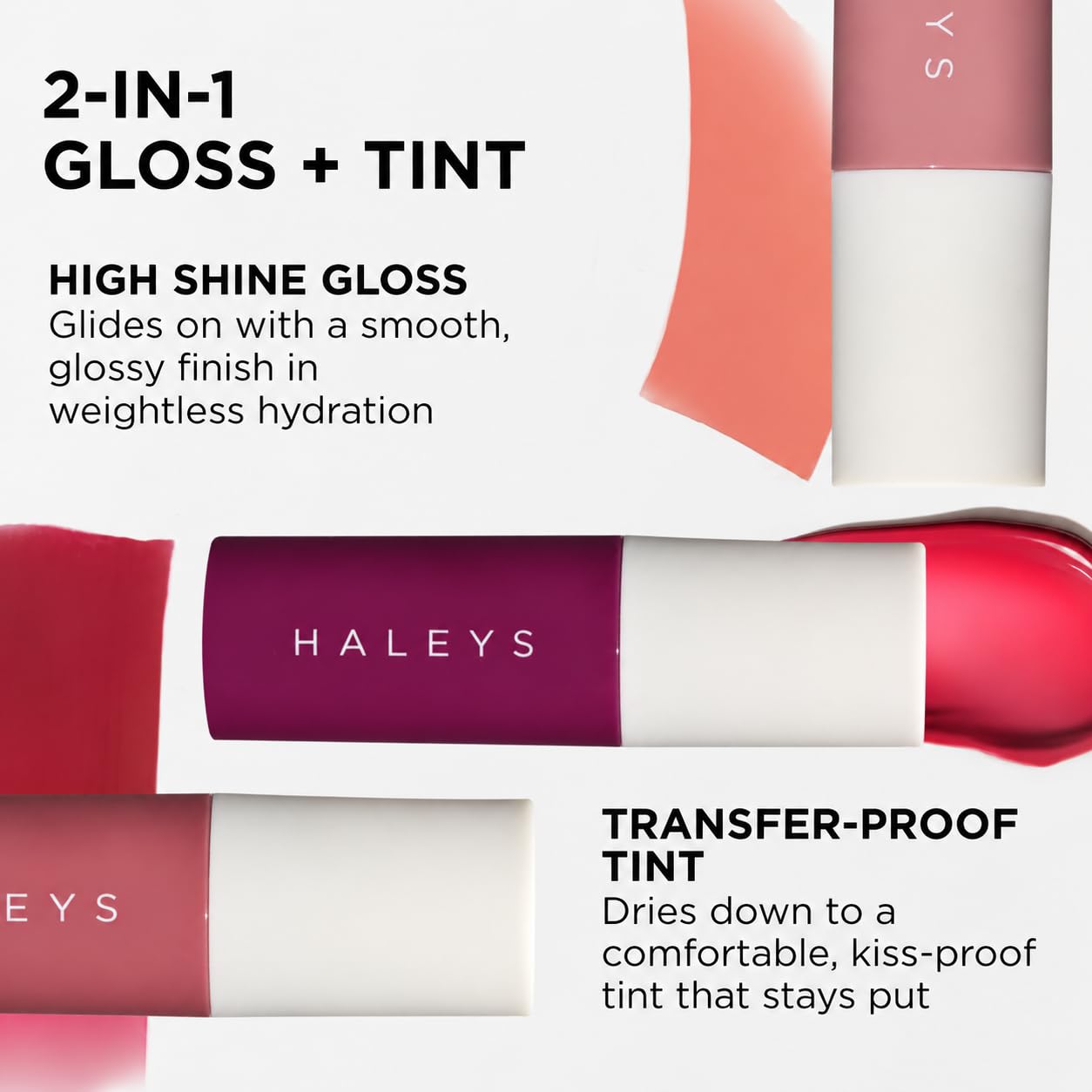 Haleys Re-Dew Lip Gloss - Hydrating, Kiss-Proof Formula with Vegan Squalane & Vitamin E | Lightweight Transfer-Proof in Crush