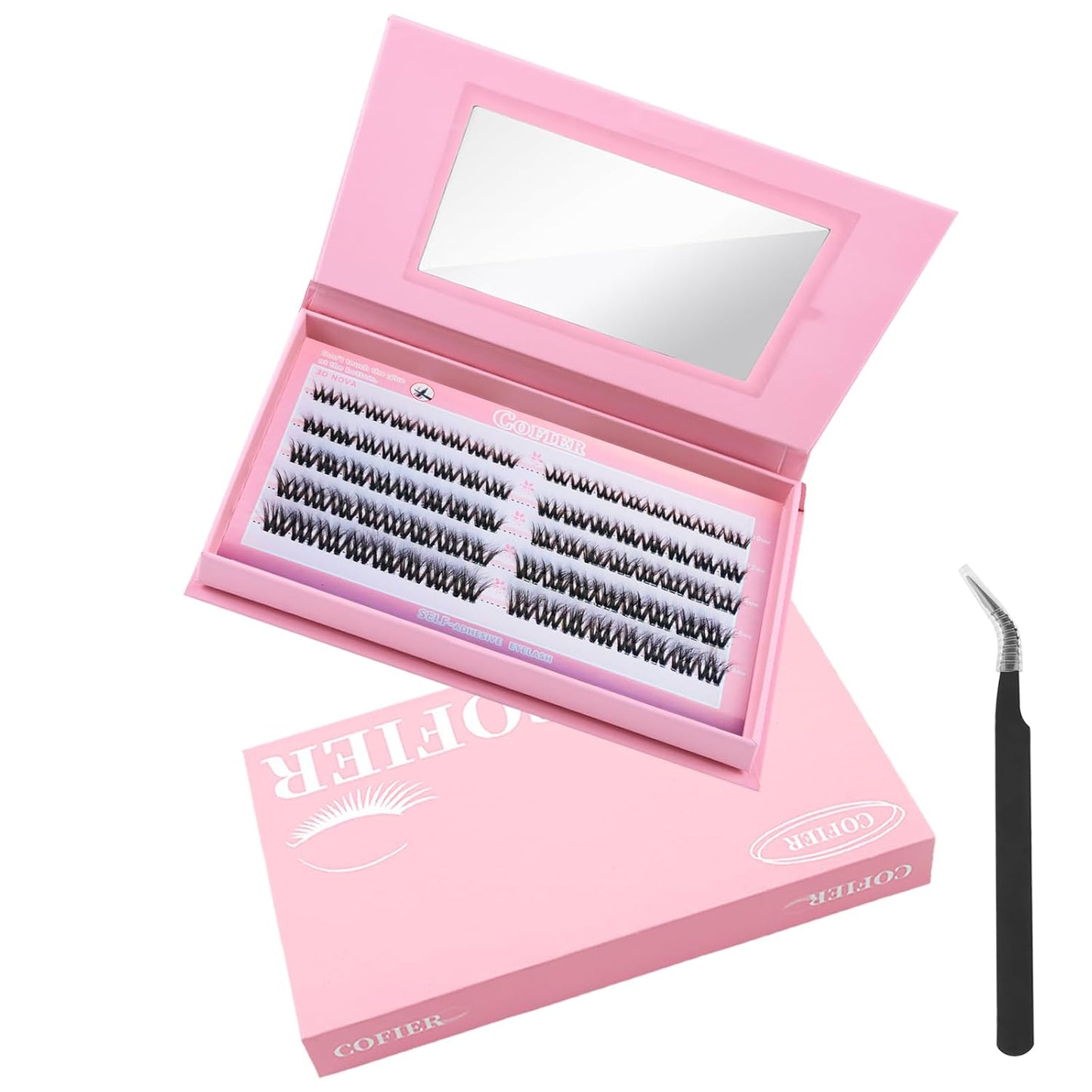 Wispy Lash Clusters Kit - 100 Pcs Individual Eyelash Clusters (12-20mm D Curl) | DIY Extension Kit with Tweezers, Natural Fluffy Lashes for Beginners