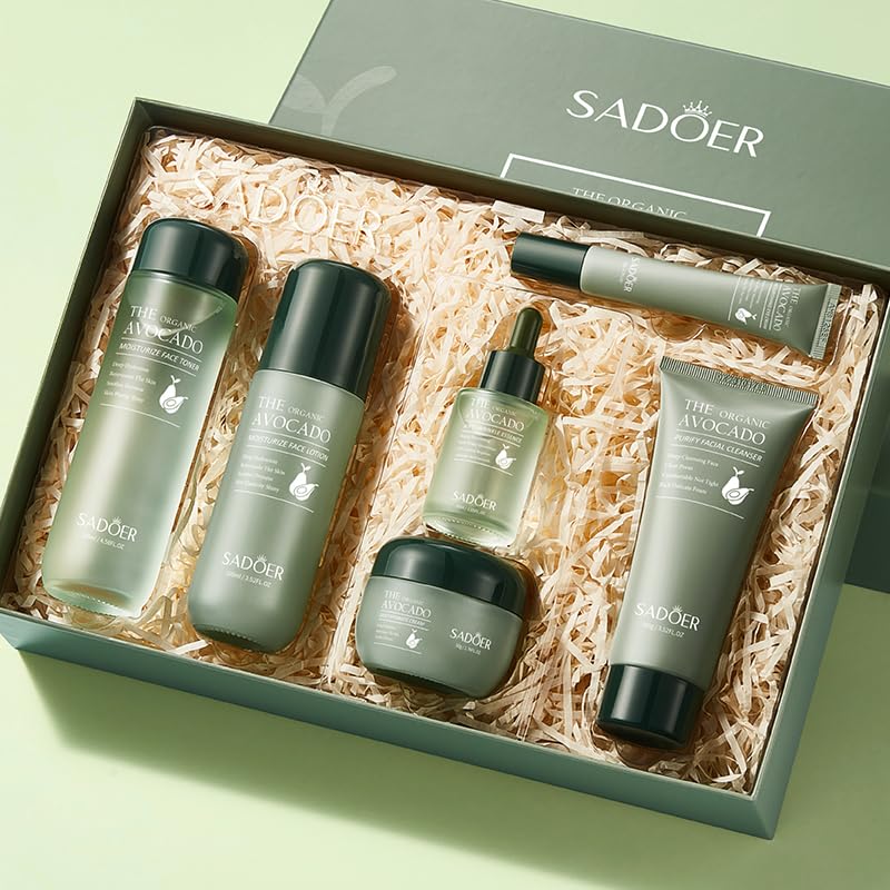 Avocado Skincare Set – 6-Piece Gift Box with Cleanser, Serum, Cream & More
