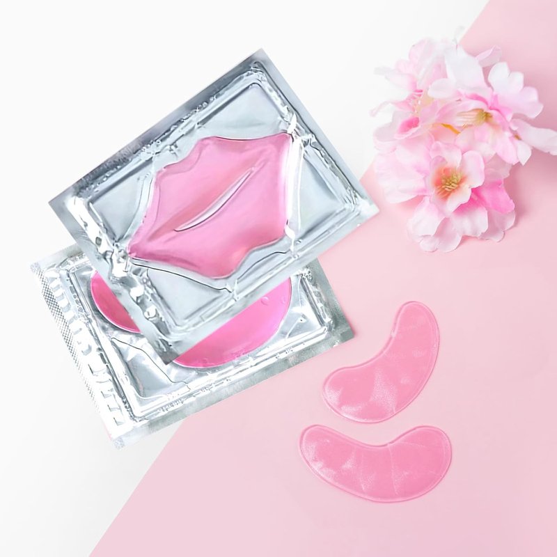 Collagen Eye Masks & Lip Masks - Pink Under Eye Patches for Puffy Eyes | Korean Skincare Gift Set